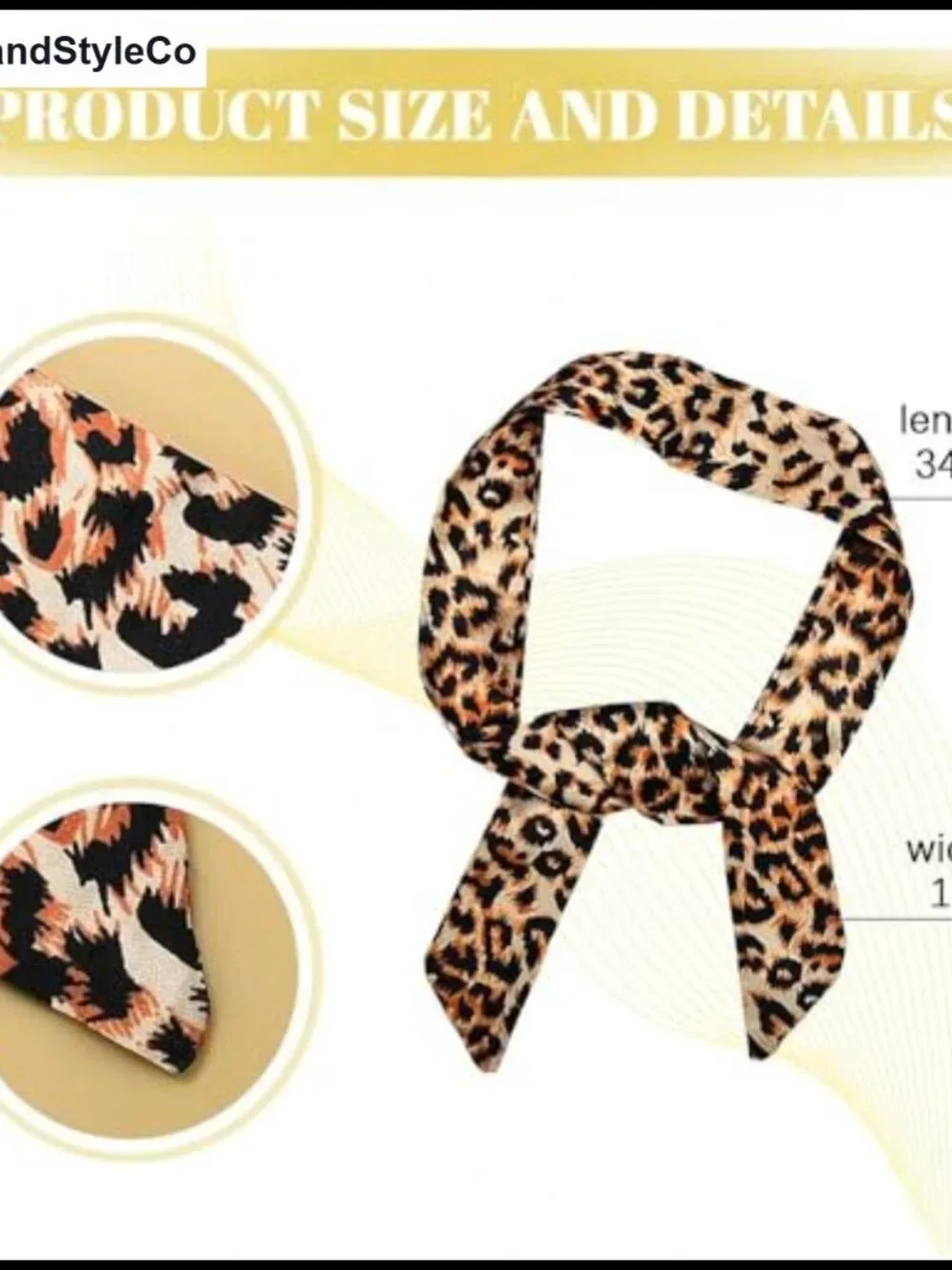 Leopard Print Satin Scarf - Silk Women's Neck Scarf, Hair Accessory
